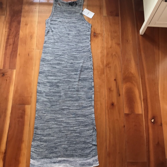 NYT Theory navy/white striped linen maxi dress - Picture 3 of 6